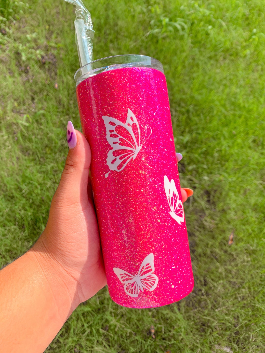 Butterfly Glitter Tumbler Custom Glitter Tumbler Glitter Cup