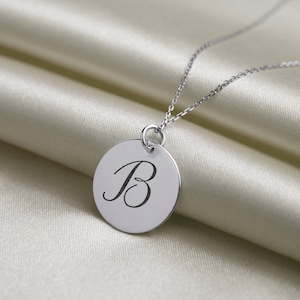 Personalized sterling silver necklace, Engraved silver pendant necklace, Engraved coin pendant necklaces for women, Personalized gift