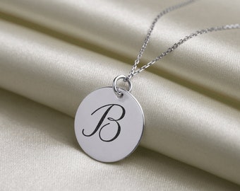 Colar de prata esterlina personalizado, colar com pingente de prata gravado, colares com pingente de moeda gravado para mulheres, presente personalizado
