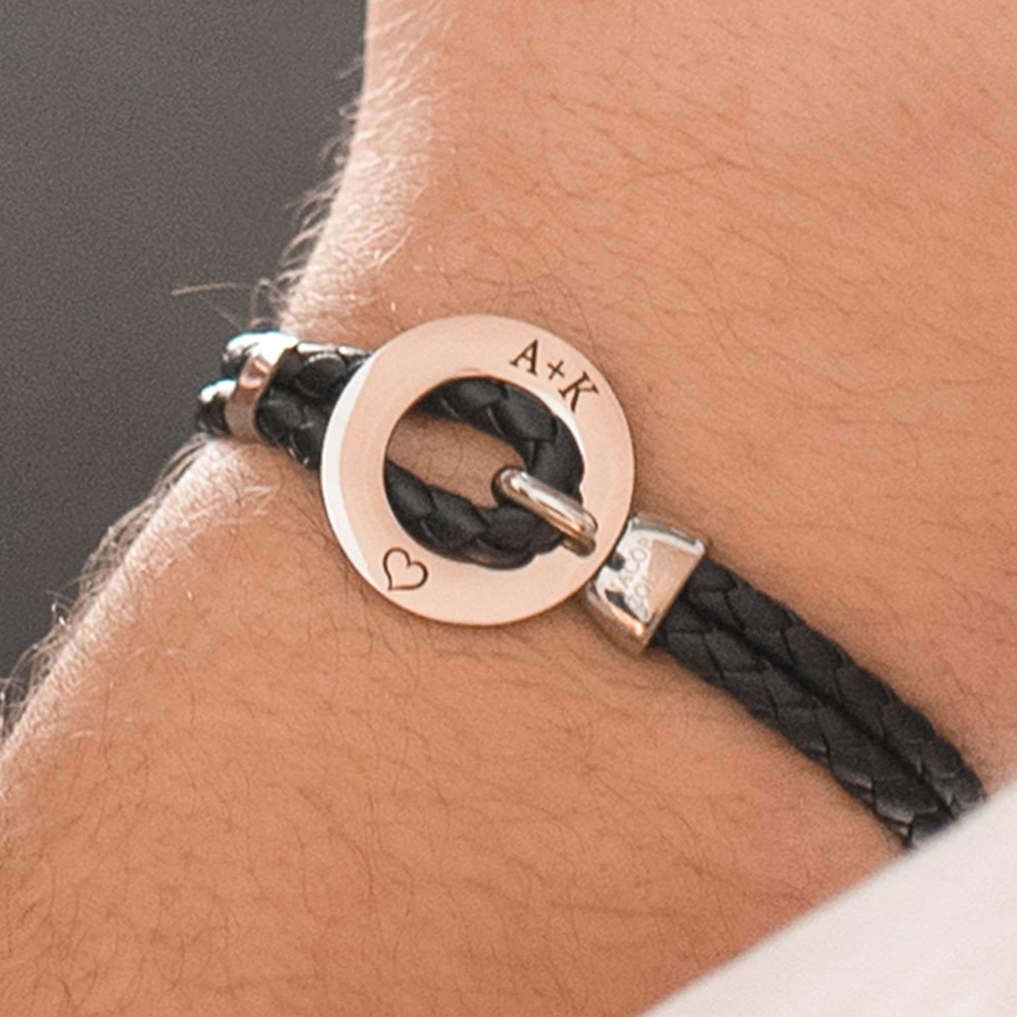 Pulsera De Cuero Personalizada, Acero Inoxidable Grabado, Pulsera Trenzada Para Hombre - México