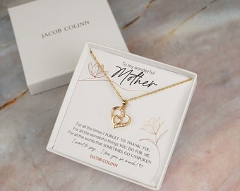 Colar com pingente de coração para mãe, colar em formato de coração coberto de ouro, presente exclusivo para mãe, joias de dia das mães, presente para mãe e filha
