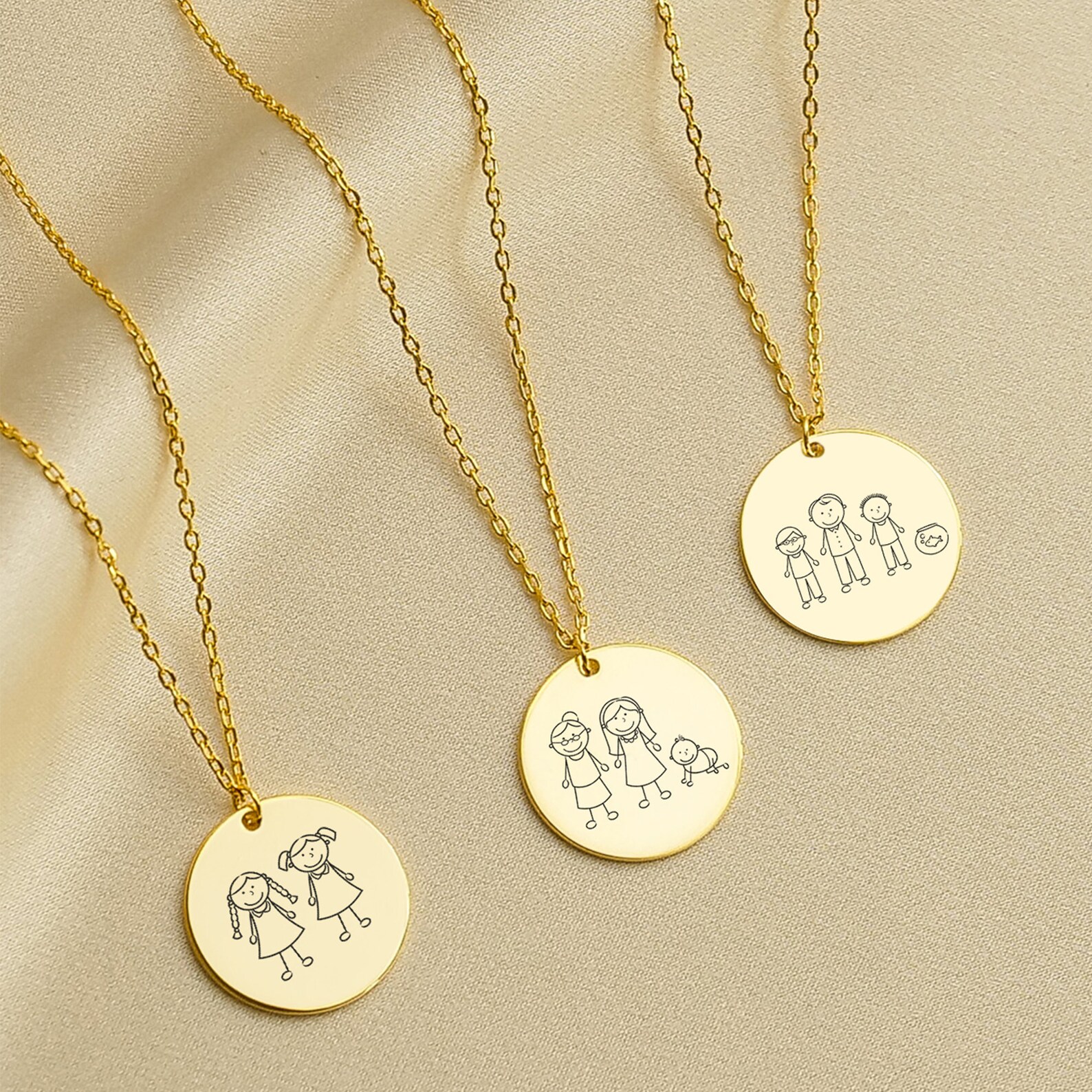 SILVER Family Members Necklace, Family Charm Necklace, Personalized ...