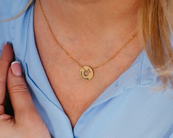 Colar de círculo personalizado com um ou vários círculos, colar feminino coberto de ouro, colar de círculo duplo personalizado, colar minimalista