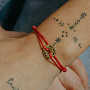 Red String Bracelets for COUPLE, Set of 2 Engraved Bracelets, Adjustable Protection Love Bracelets, Boyfriend Gift, Valentines Gift For Him