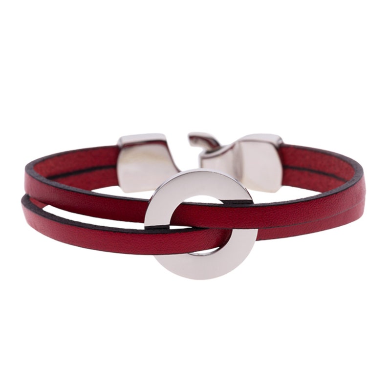 Leather Red Bracelet With Custom Engraving. Engraved Leather - Etsy