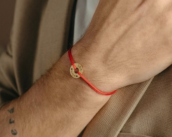 Pulseira de corda VERMELHA ajustável, pulseira de boa sorte gravada, pulseira de proteção masculina, pulseira de mau olhado, pulseira de amor presente para ele