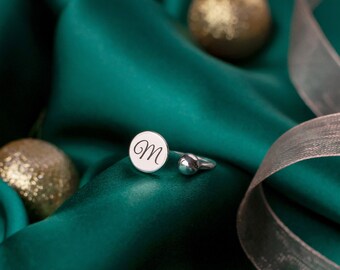 Presente de Natal para filha, presente de Natal para irmã, anel de prata feminino personalizado, anel gravado personalizado, presente de aniversário para nora