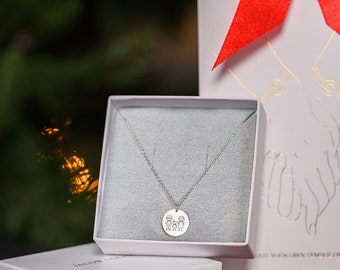 Colar gravado para membros da família, colar de prata personalizado para família, presente de Natal para pais, novo presente de família, joias para retrato de família