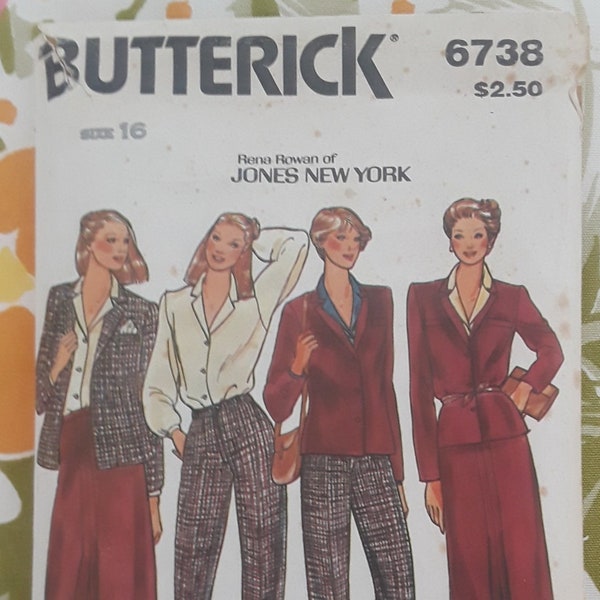 Vintage Butterick 6738, Rena Rowan/Jones NY pattern, Partially cut