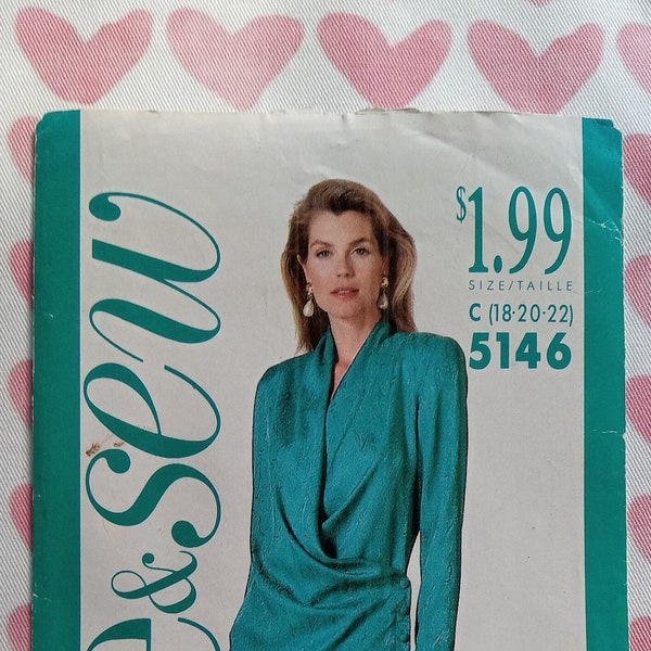 Vintage See & Sew 5146, Plus Size 2 Piece dress pattern, UC/FF