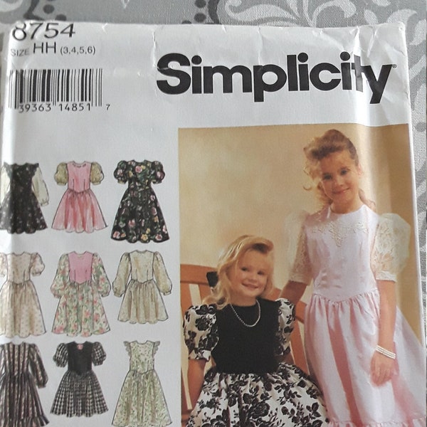 Vintage Simplicity 8754, Girls formal dresses pattern, UC/FF