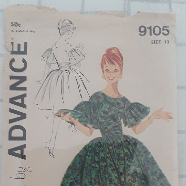 Vintage Advance pattern 9105, Pat Boone dress pattern, C/C