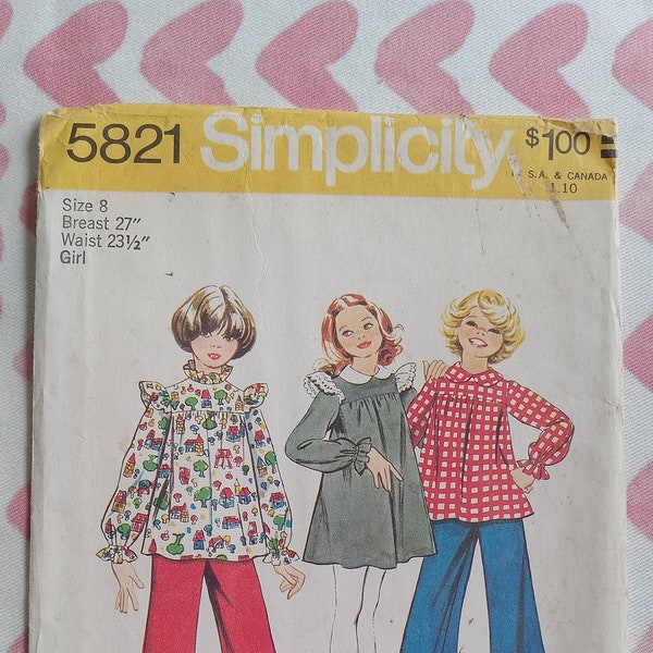 Vintage Simplicity 5821, Girls Smock top pattern, UC/FF