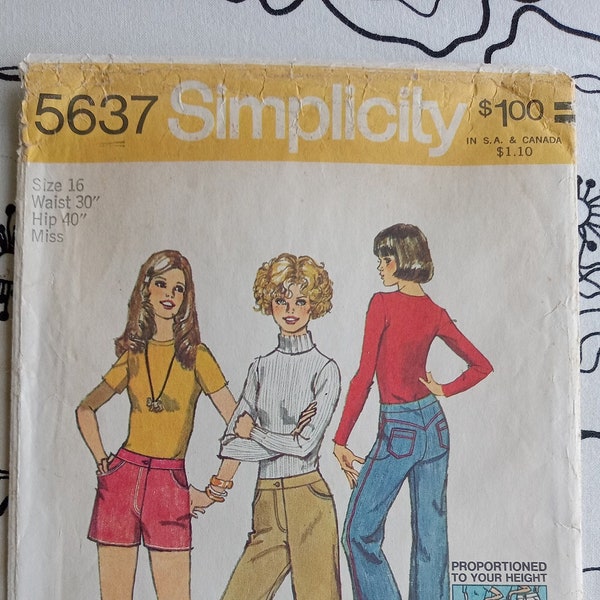 Vintage Simplicity 5637, Jeans pattern, UC/FF