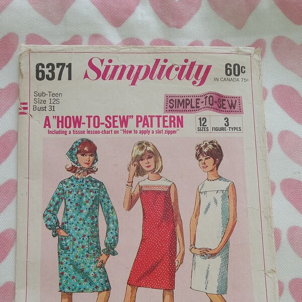 Vintage Simplicity 6371, How to Sew Teen pattern, C/C