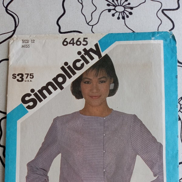 Vintage Simplicity 6465, Asymmetrical blouse pattern, UC/FF