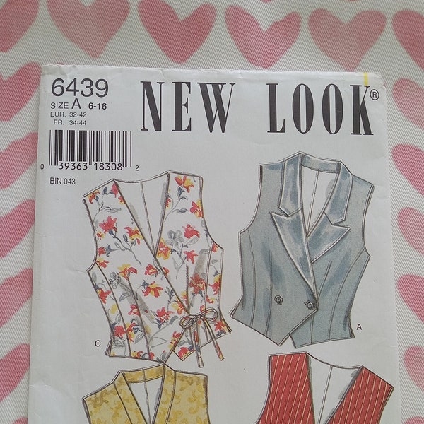 Vintage New Look 6439, Vests pattern, Partially Cut