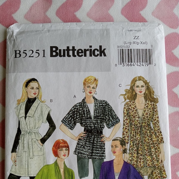 Butterick 5251, Stretch knit cardigan pattern, UC/FF