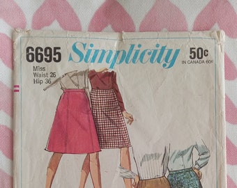 Vintage Simplicity 6695, A-Line Skirts pattern, Partially Cut