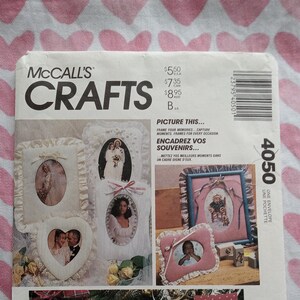 May include: A craft pattern for making picture frames. The pattern includes instructions for making a heart-shaped frame, a star-shaped frame, a tree-shaped frame, and a stocking-shaped frame. The pattern is by MartiMichell.