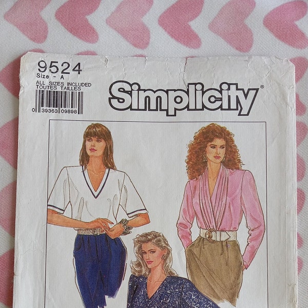 Vintage Simplicity 9524, Serger tops pattern, UC/FF