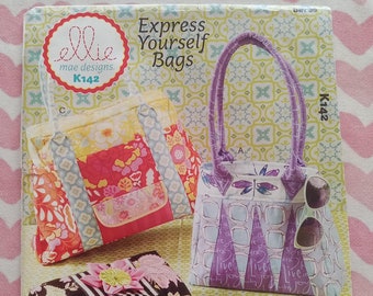 Ellie Mae Designs K142. Express Yourself Bags pattern, UC/FF