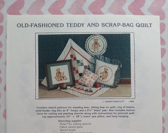 Vintage The Quilted Cottage, Old Fashion Teddy & Scrapbag Quilt pattern, Unused