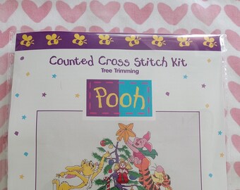 Vintage Disney, Winnie the Pooh, Tree Trimming Crosstitch kit, Unused