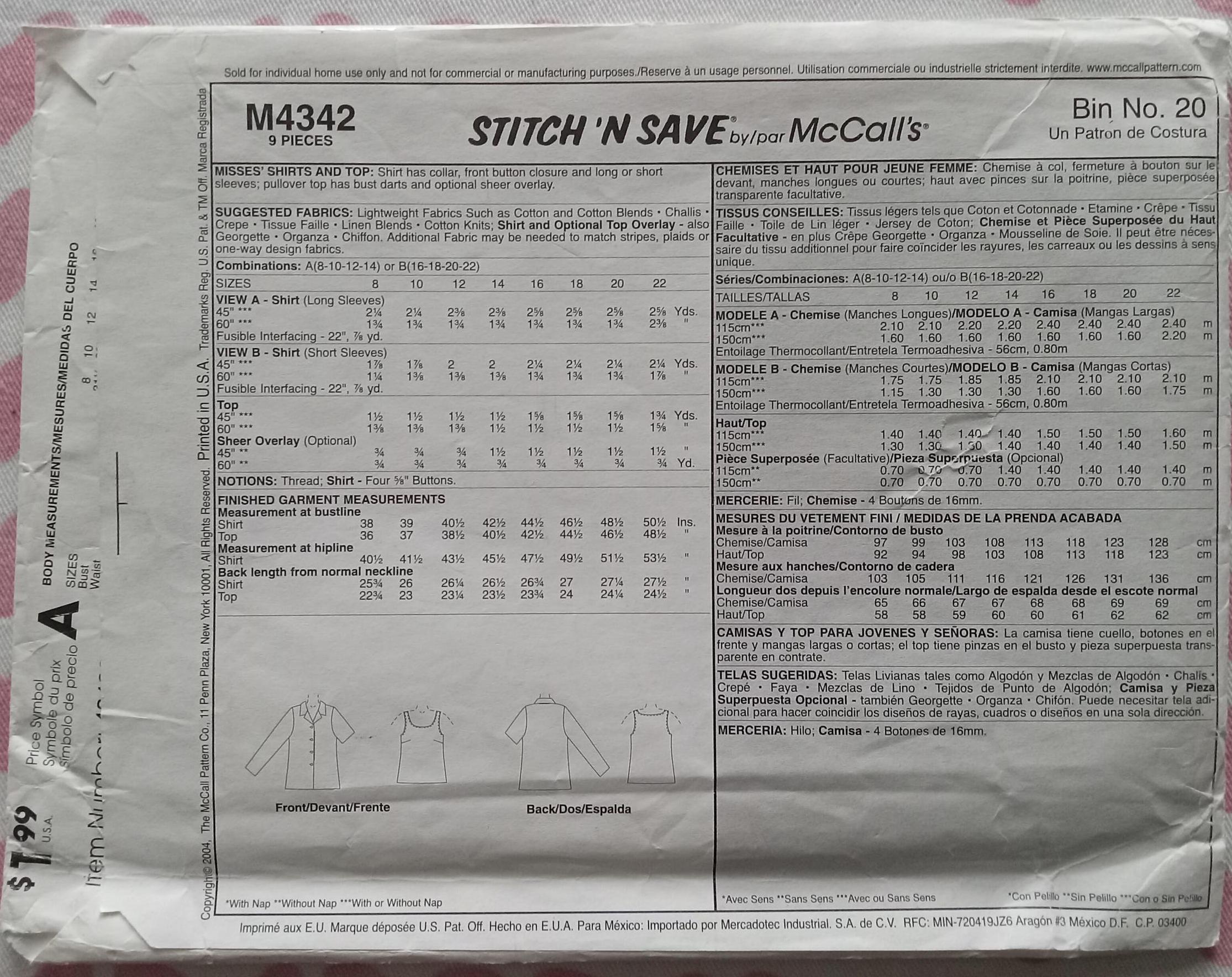 4342 Pattern Vintage Stitch N Save 4342, Plus Size Seperates Pattern, UC/FF - Etsy