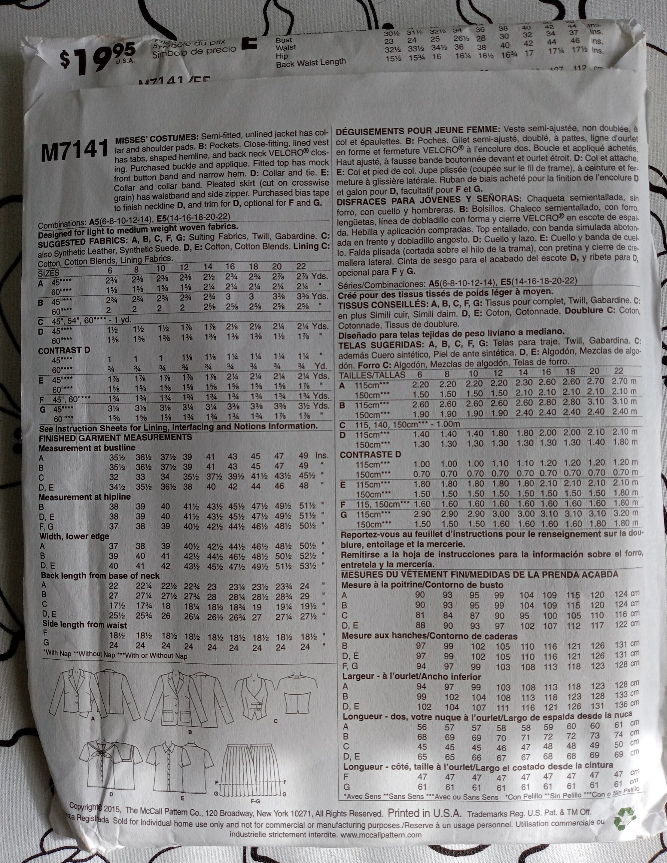 Mccalls 7141 School Girl Uniform Pattern UC/FF Etsy