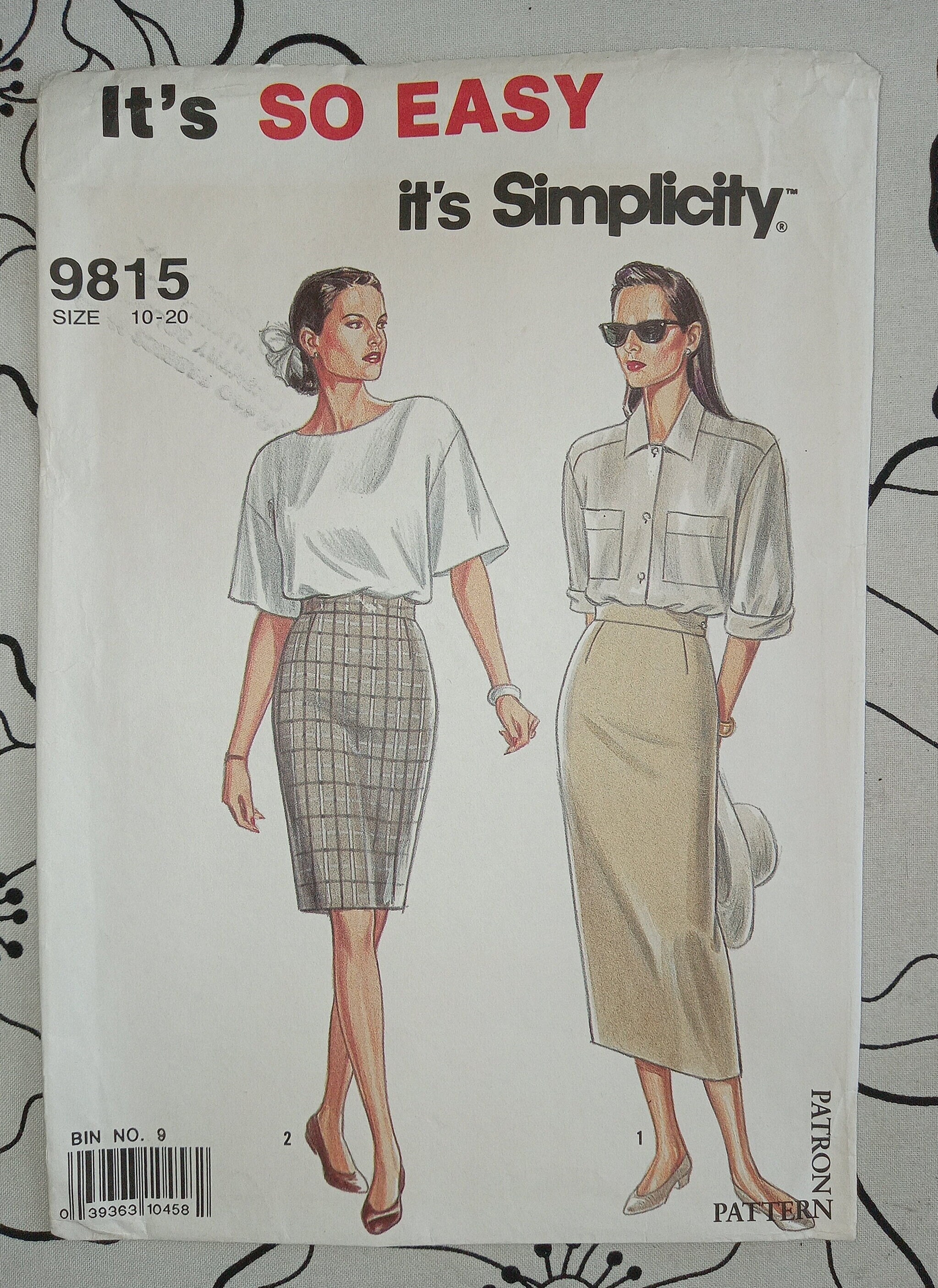 Vintage Simplicity 9815, so Easy Straight Skirt Pattern, UC