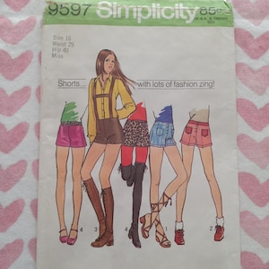May include: Vintage Simplicity sewing pattern, size 16, featuring shorts designs. The cover art shows illustrations of various shorts styles with the text "Shorts... with lots of fashion zing!"