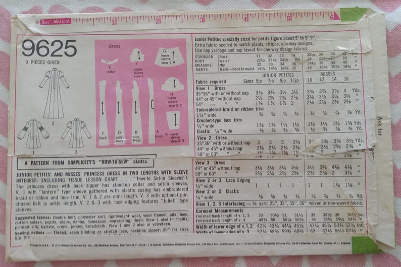 Vintage Simplicity 9625, How to Sew Dress Pattern, UC/FF - Etsy