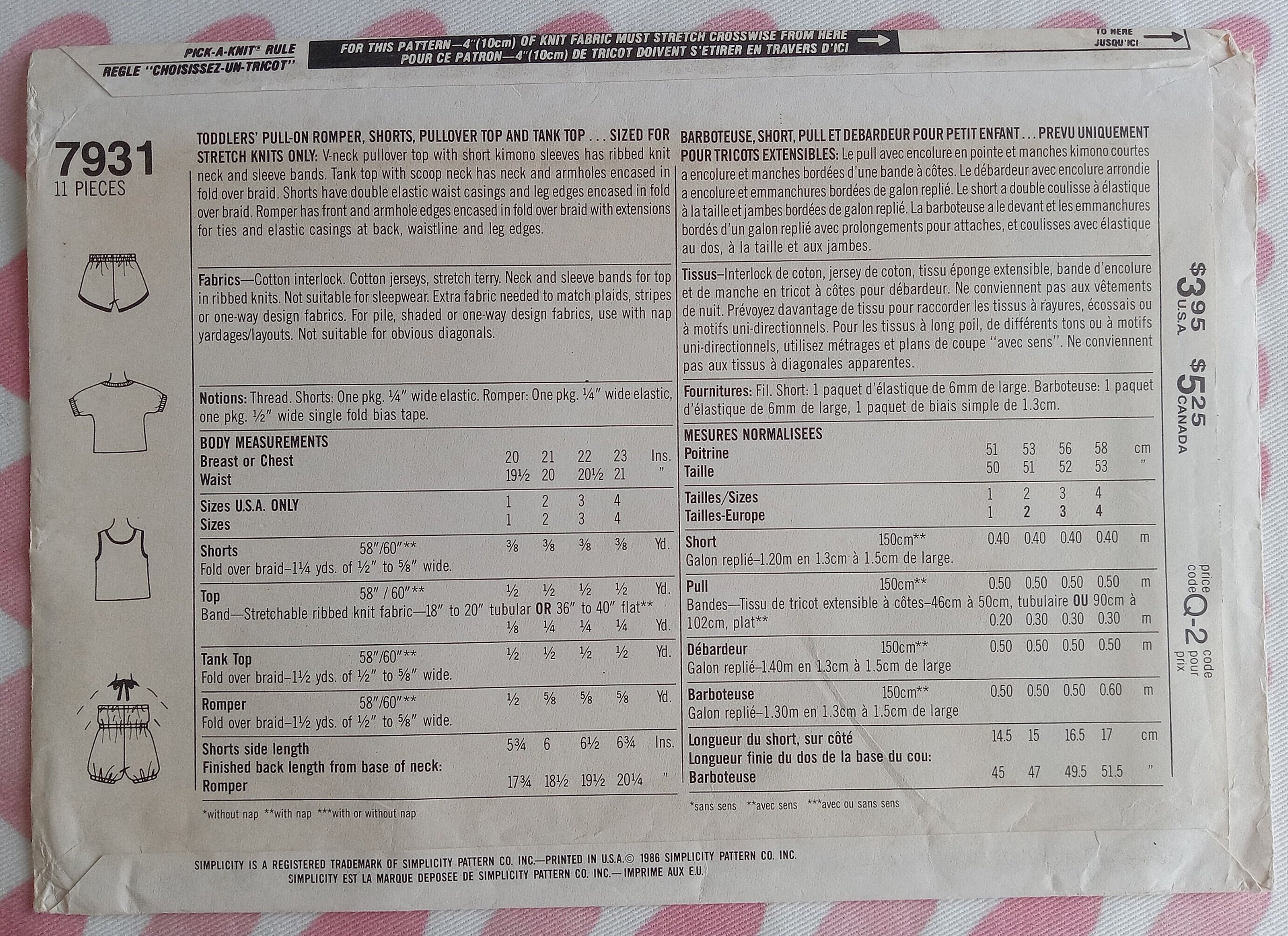 Vintage Simplicity, Unisex Toddlers Overlock Patterns, UC/FF