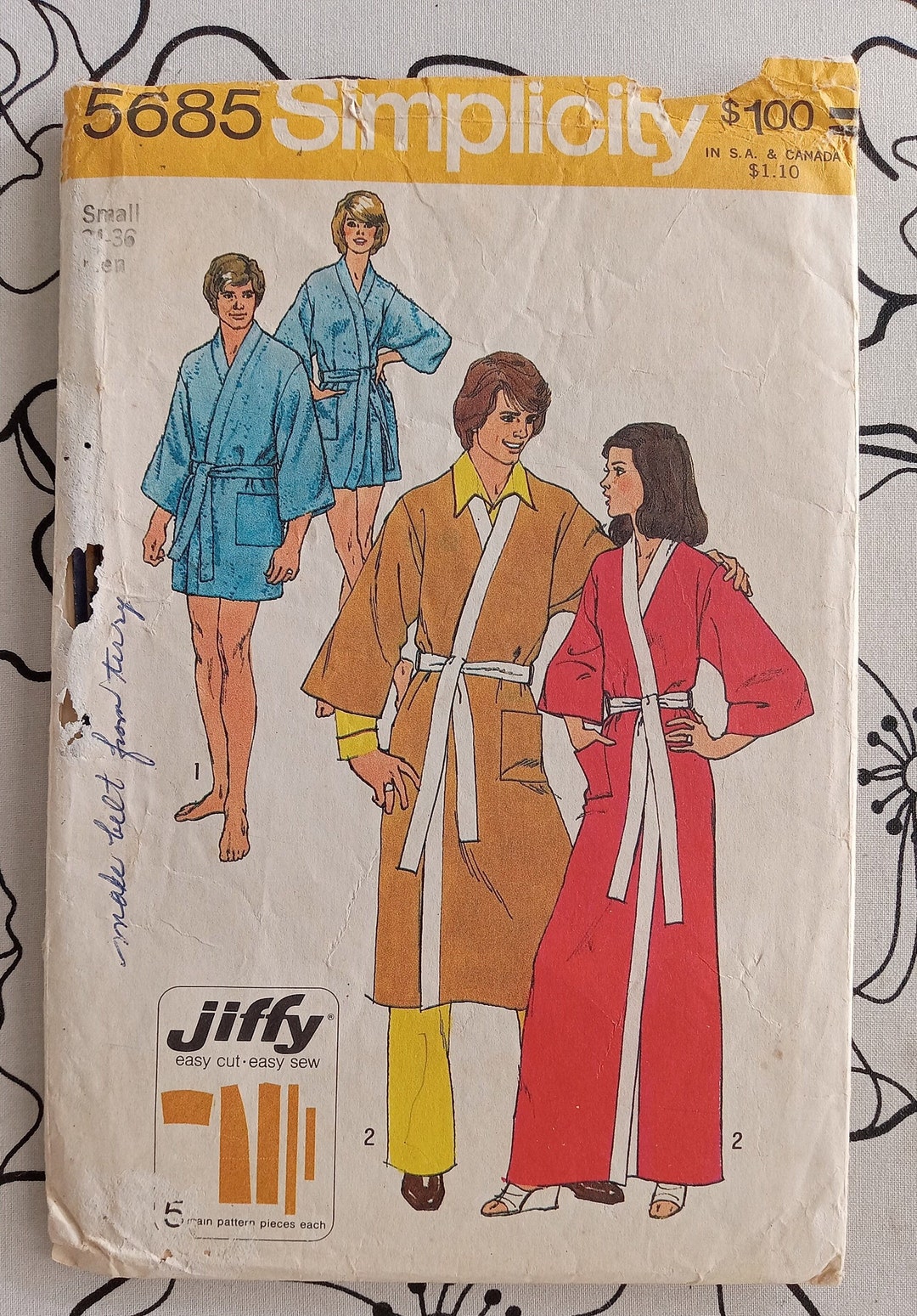 Vintage Simplicity 5685 Unisex Robe Pattern C/C Etsy