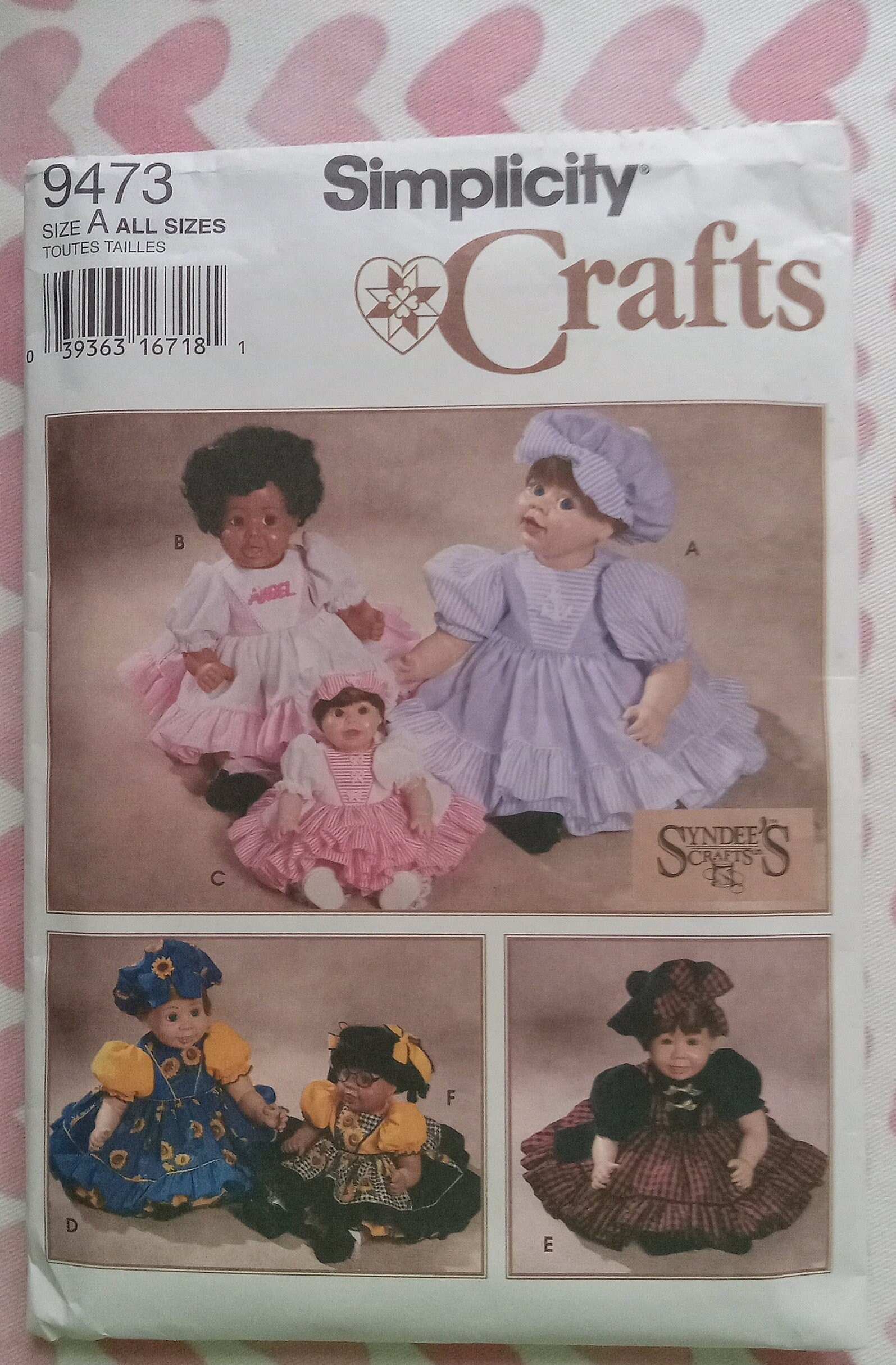 １着でも送料無料 9473, Simplicity Vintage Syndees Pattern Clothes Doll Crafts 裁縫材料