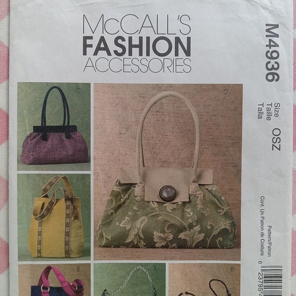 Vintage McCalls 4936, Fashion Accessories Bags pattern, UC/FF