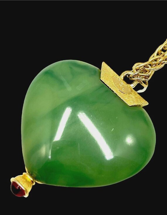 Kenneth Lane Vintage Faux Jade lovebird necklace View 2