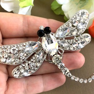Broche o colgante de libélula grande, alfiler de libélula, regalo de libélula, joyas de libélula, joyería de libélula, broche de cristal grande imagen 2