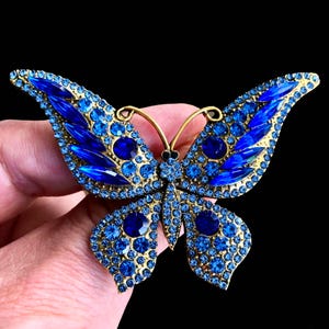 Large Butterfly Brooch Pin, Blue  Butterfly Jewellery, Butterfly Jewelry, Butterfly Gift, Crystal Butterfly Brooch