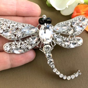 Broche o colgante de libélula grande, alfiler de libélula, regalo de libélula, joyas de libélula, joyería de libélula, broche de cristal grande imagen 6