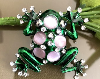 Großer Frosch Pin, Frosch Brosche, funkelnder Frosch Pin, Frosch Pin, Frosch Anstecknadel, Weihnachtsgeschenk