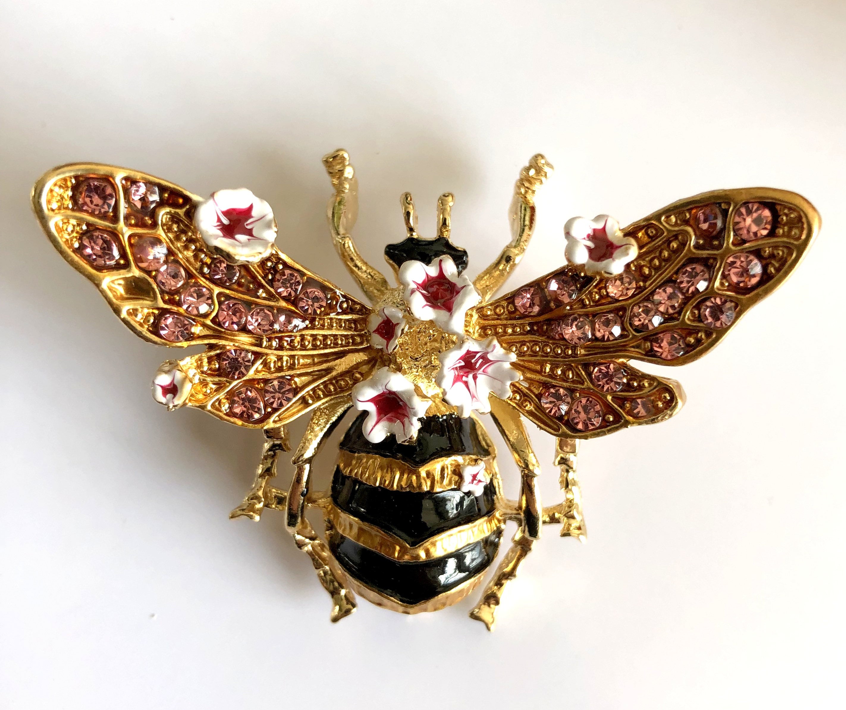 Vintage Style Honey Bee Brooch: Rhinestone Bumble Bee Pin - Etsy
