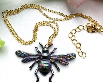 Honey Bee Pendant Necklace Colorful Necklace Gift for Women Romantic Gift