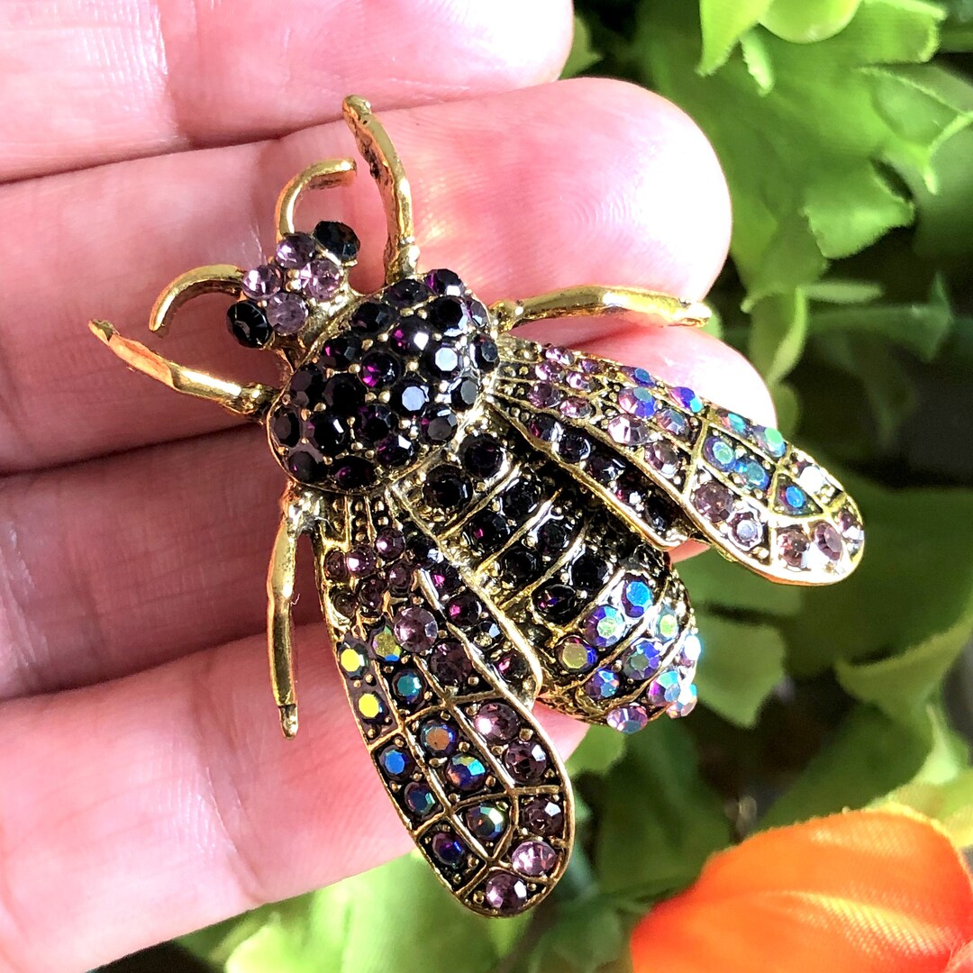 Bumble Bee Rhinestone Brooch: Insect Jewelry - Etsy