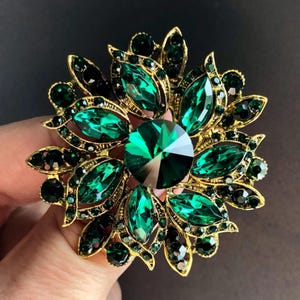 2 Broches Anciennes En Métal Doré, Strass Et Turquoises - époque XIXe Siècle, Occasion