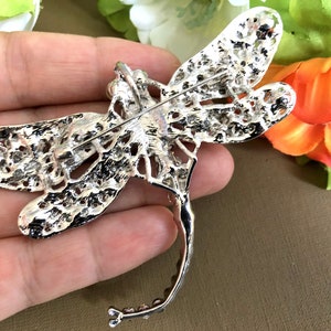 Broche o colgante de libélula grande, alfiler de libélula, regalo de libélula, joyas de libélula, joyería de libélula, broche de cristal grande imagen 5