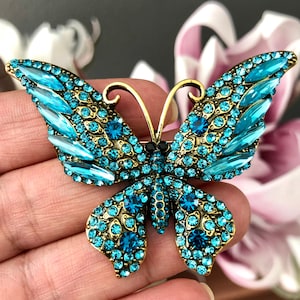Large Butterfly Brooch Pin, Butterfly Jewellery, Butterfly Jewelry, Butterfly Gift, Crystal Butterfly Brooch