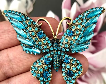 Crystal Butterfly Brooch Pin: Vintage Style Rhinestone Jewelry