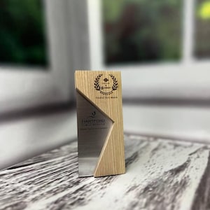 Laser engraved wooden and acrylic prize for company,  Awards ceremony, Achievement trophy, Personalized trophy, Personalized custom design